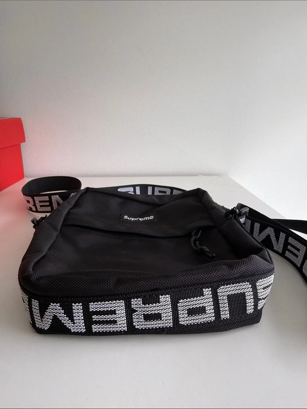 Supreme Black Small Messenger Bag with Logo Strap